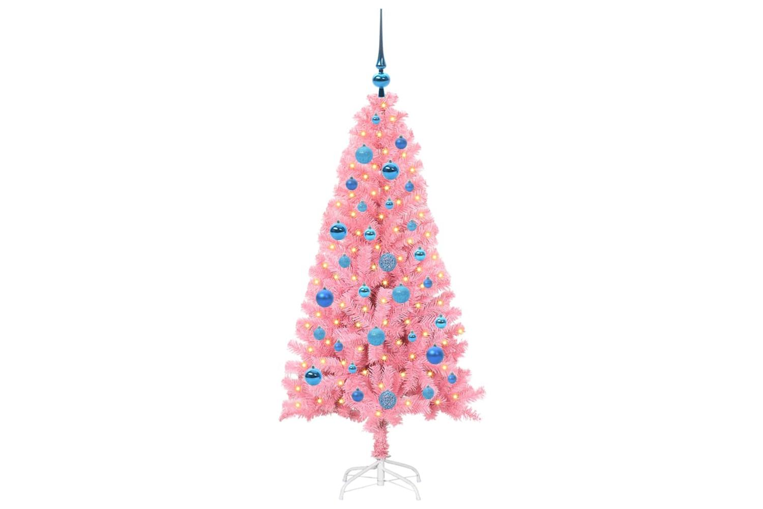 Vidaxl Christmas Tree With 150 Leds With Stand Pink 150 Cm Pvc-3