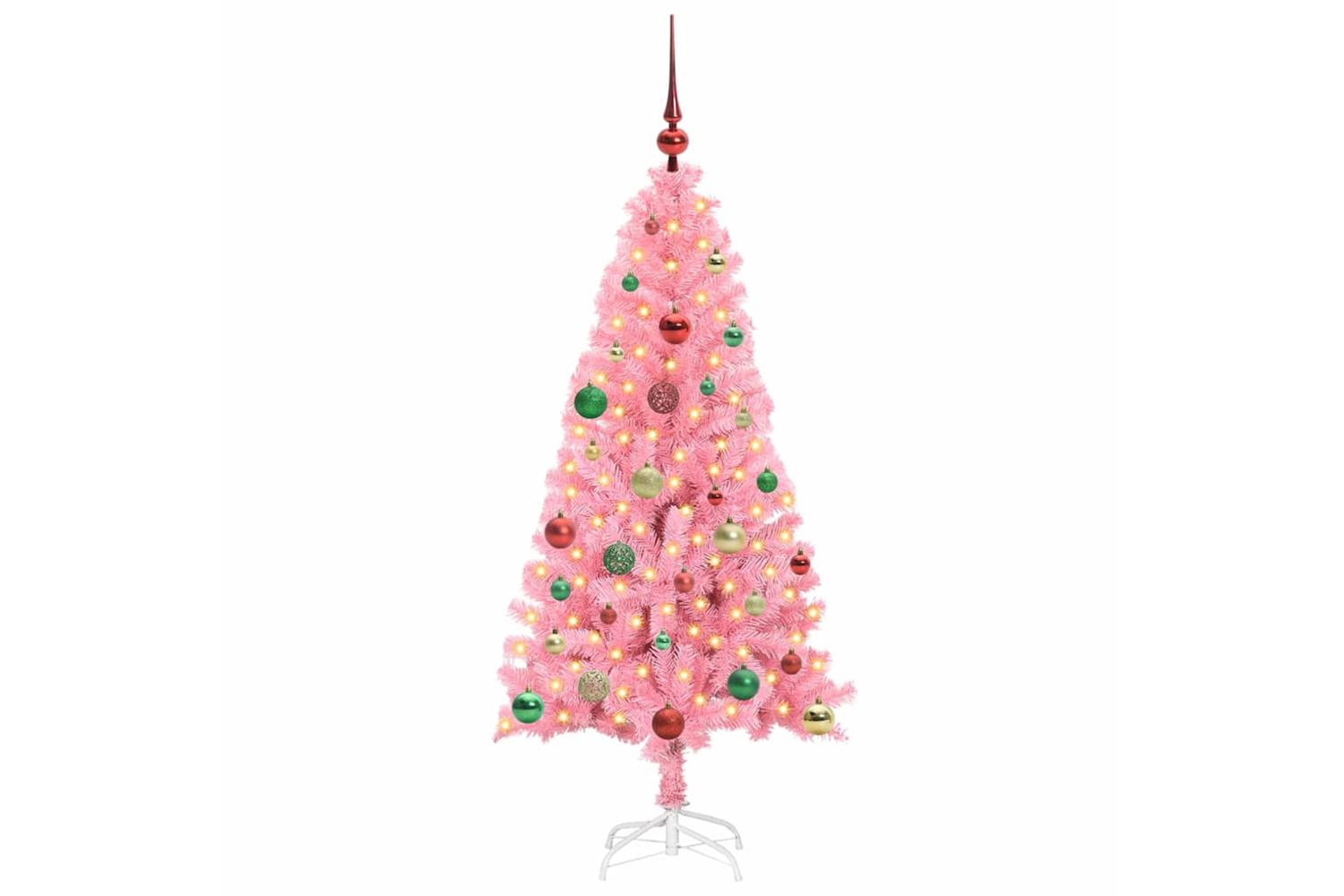 Vidaxl Christmas Tree With 150 Leds With Stand Pink 150 Cm Pvc-3