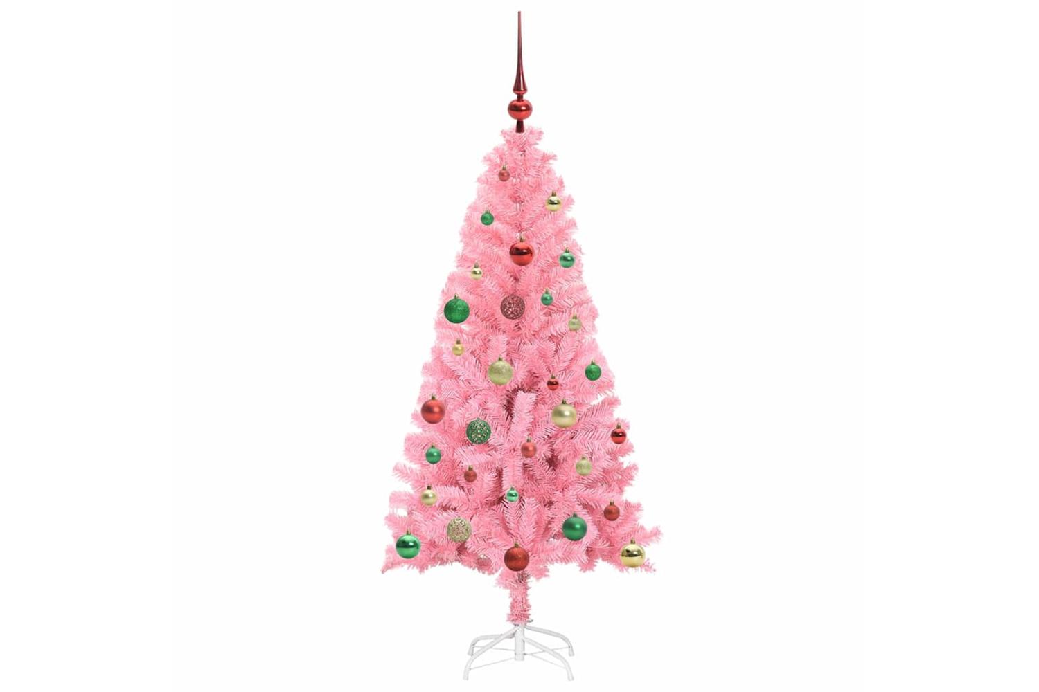 Vidaxl Christmas Tree With 150 Leds With Stand Pink 150 Cm Pvc-6