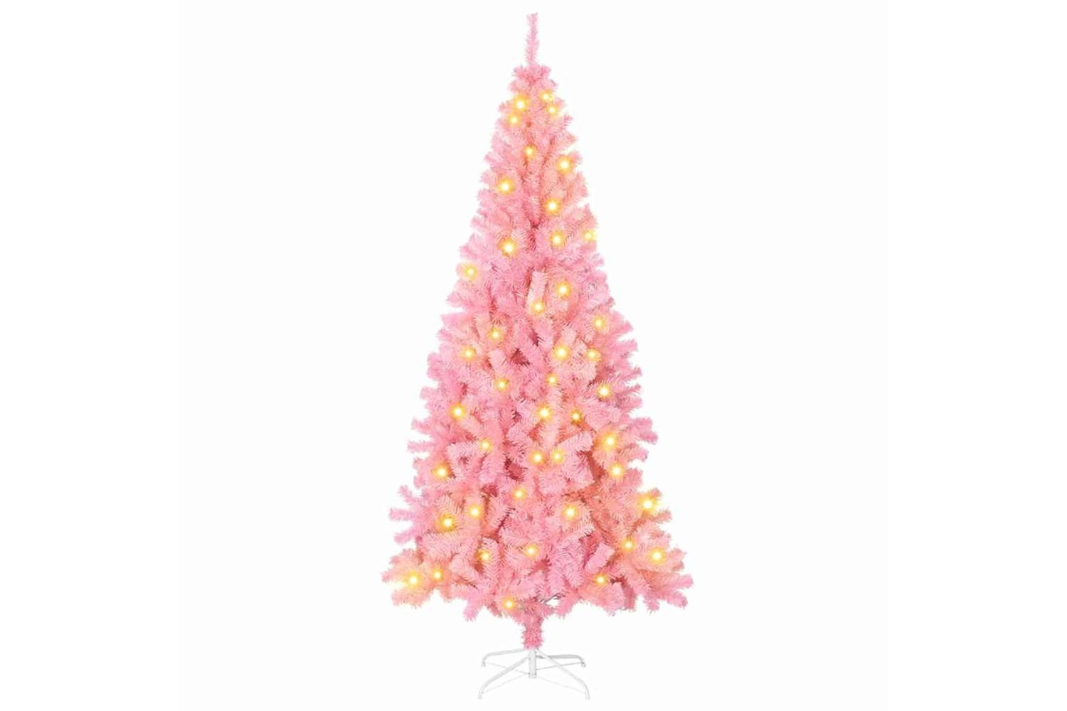 Vidaxl Christmas Tree With 300 Leds With Stand Pink 180 Cm Pvc-2