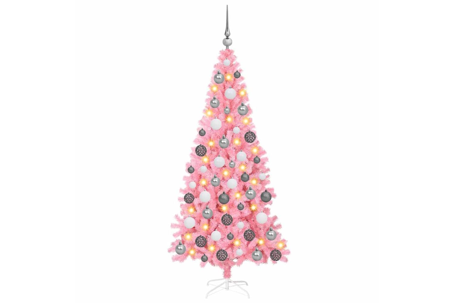 Vidaxl Christmas Tree With 300 Leds With Stand Pink 180 Cm Pvc-2