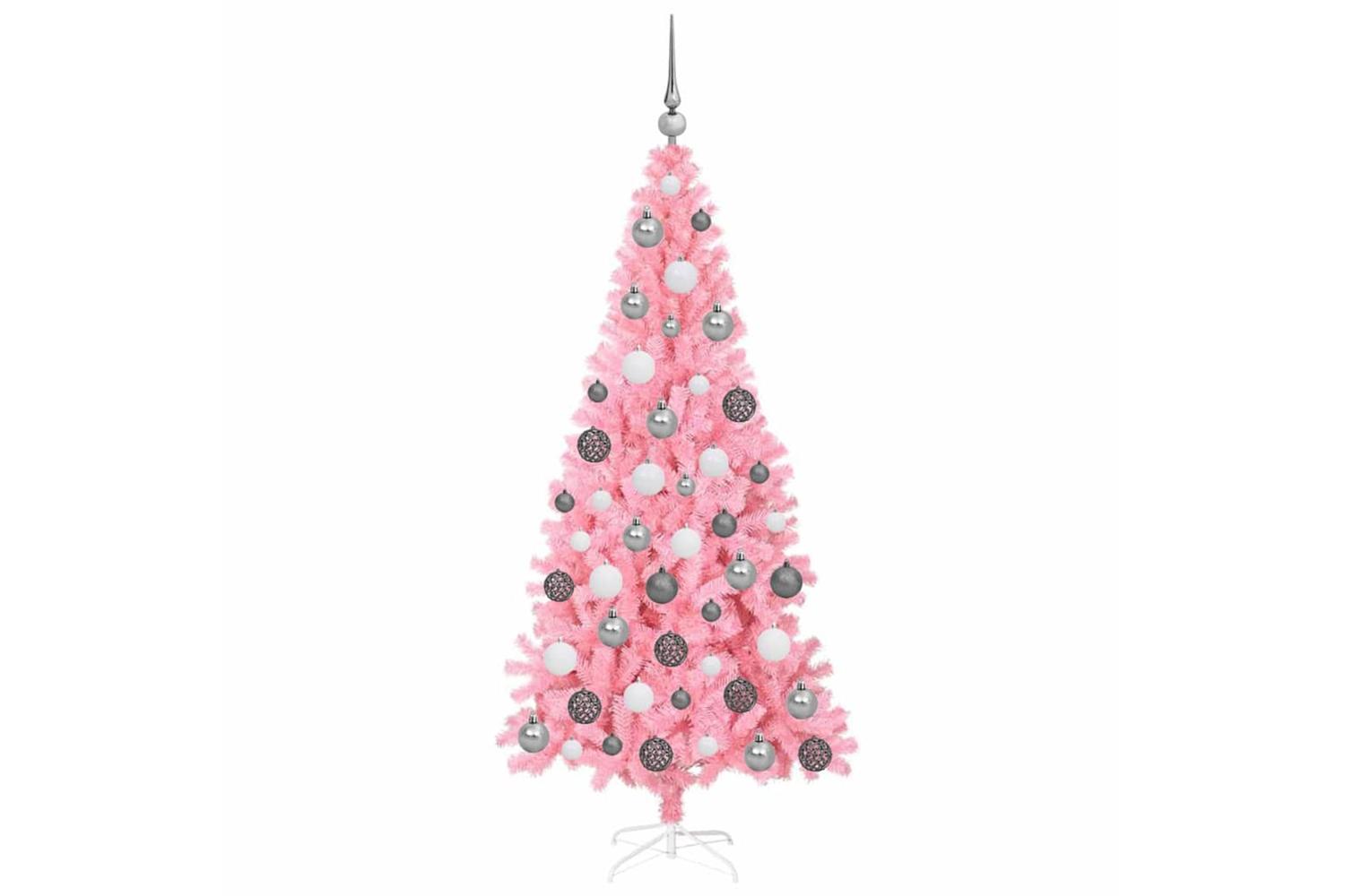 Vidaxl Christmas Tree With 300 Leds With Stand Pink 180 Cm Pvc-3