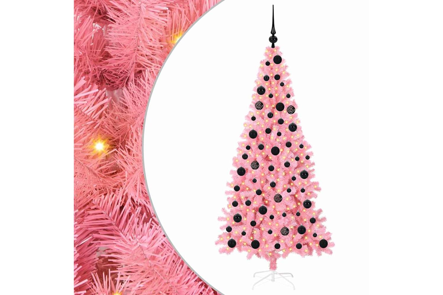 Vidaxl Christmas Tree With 300 Leds With Stand Pink 180 Cm Pvc-2