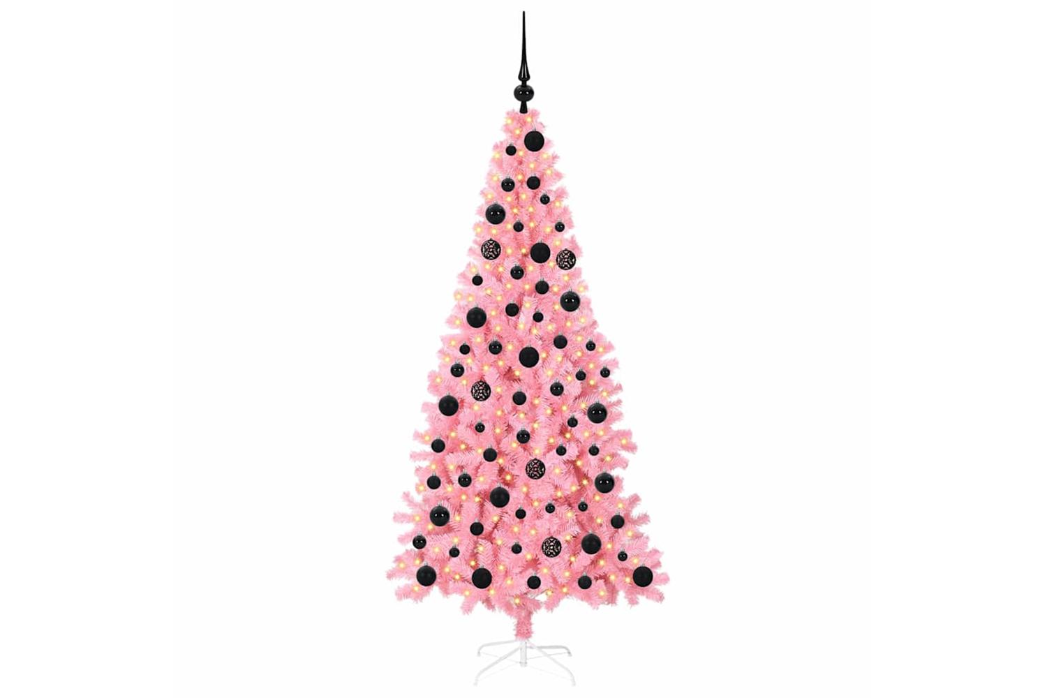 Vidaxl Christmas Tree With 300 Leds With Stand Pink 180 Cm Pvc-3