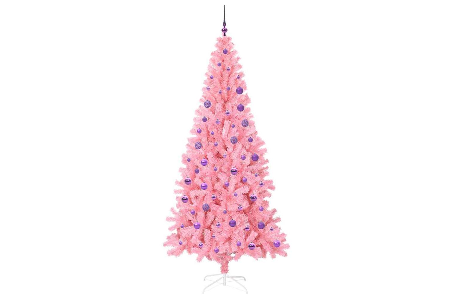 Vidaxl Christmas Tree With 300 Leds With Stand Pink 180 Cm Pvc-4