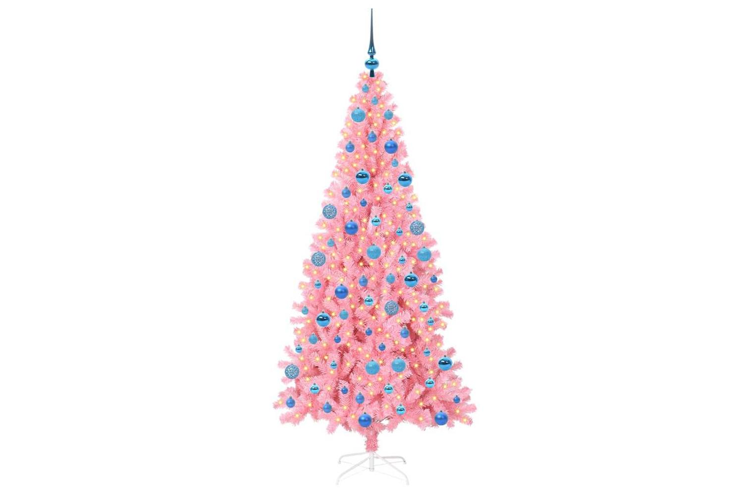 Vidaxl Christmas Tree With 300 Leds With Stand Pink 180 Cm Pvc-3