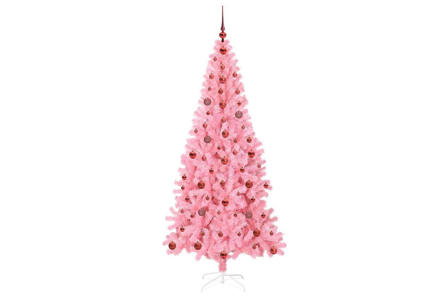 Vidaxl Christmas Tree With 300 Leds With Stand Pink 210 Cm Pvc-4