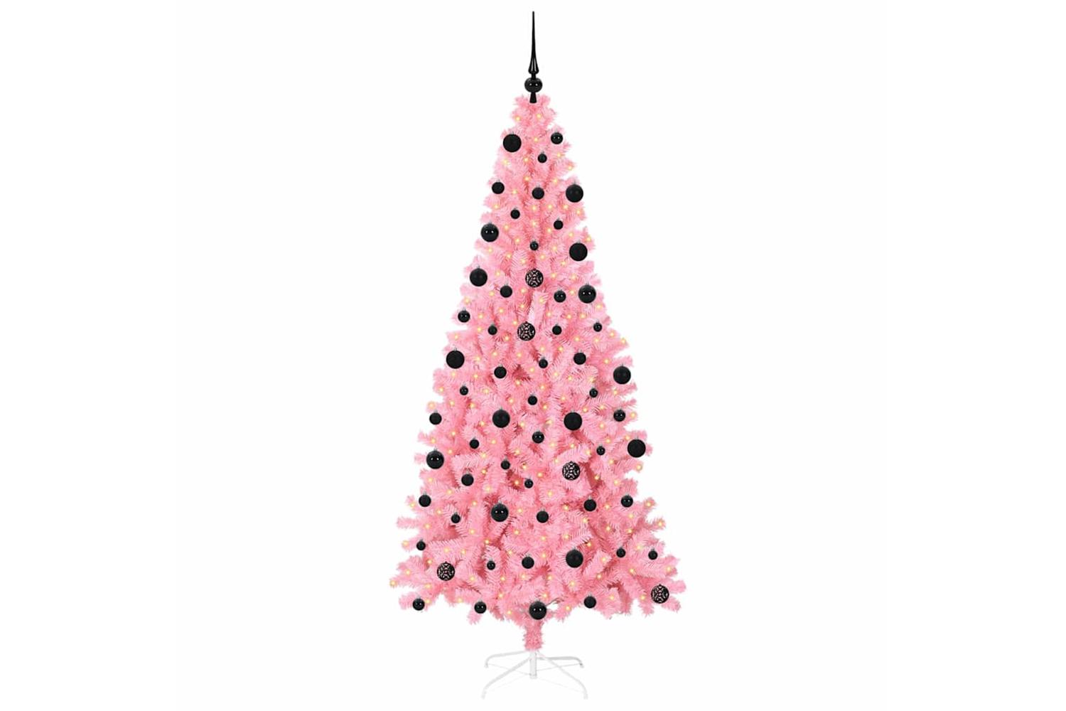 Vidaxl Christmas Tree With 300 Leds With Stand Pink 210 Cm Pvc-3