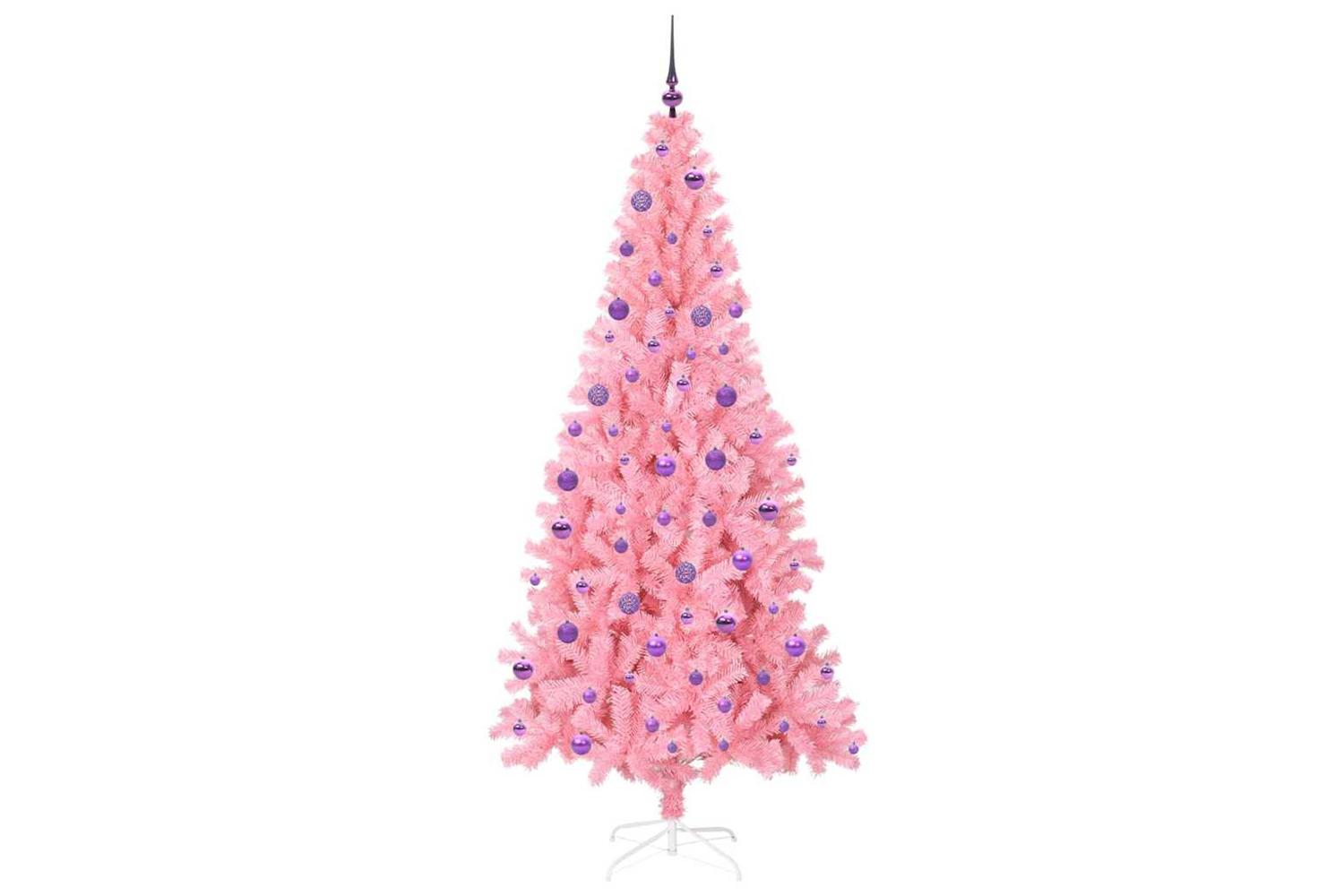 Vidaxl Christmas Tree With 300 Leds With Stand Pink 210 Cm Pvc-4