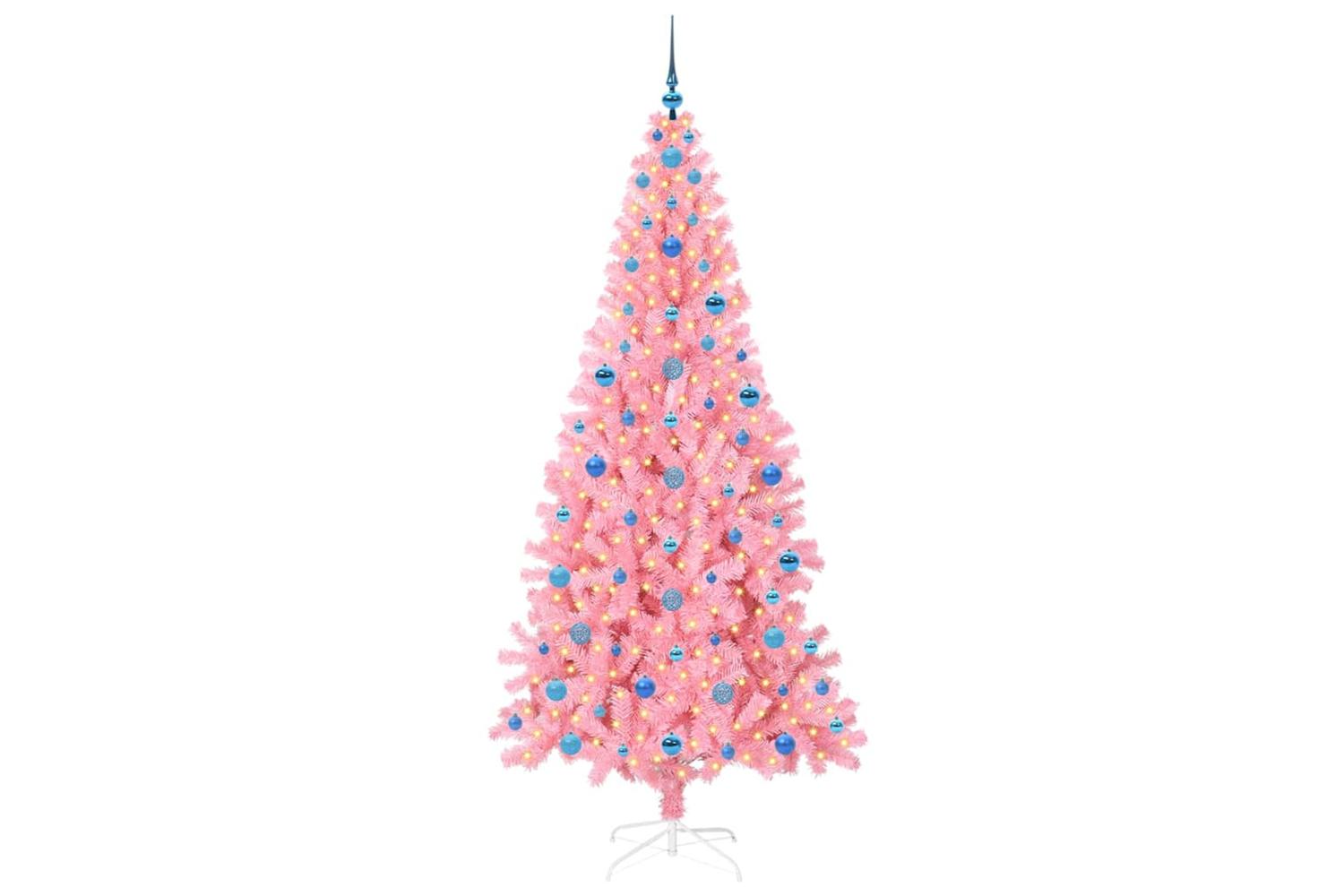 Vidaxl Christmas Tree With 300 Leds With Stand Pink 210 Cm Pvc-3