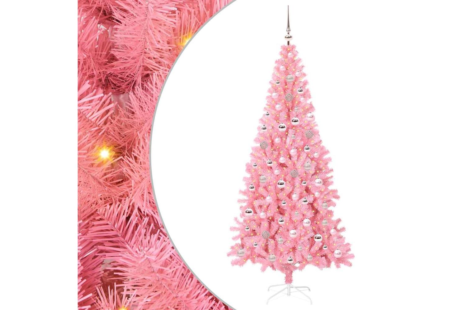Vidaxl Christmas Tree With 300 Leds With Stand Pink 240 Cm Pvc