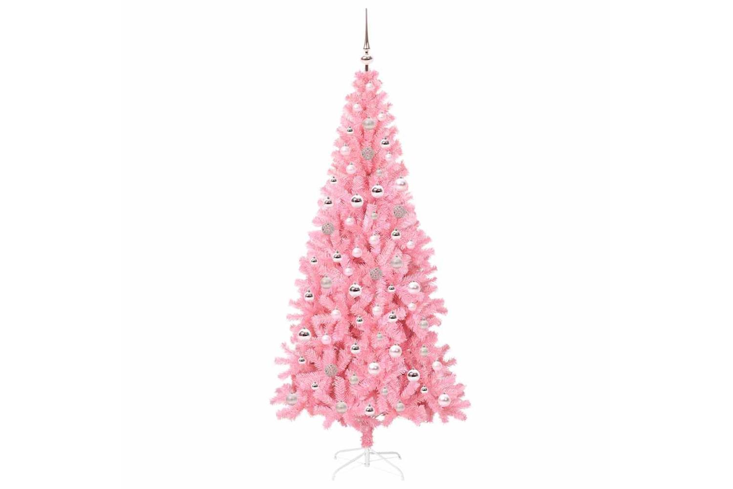Vidaxl Christmas Tree With 300 Leds With Stand Pink 240 Cm Pvc-4