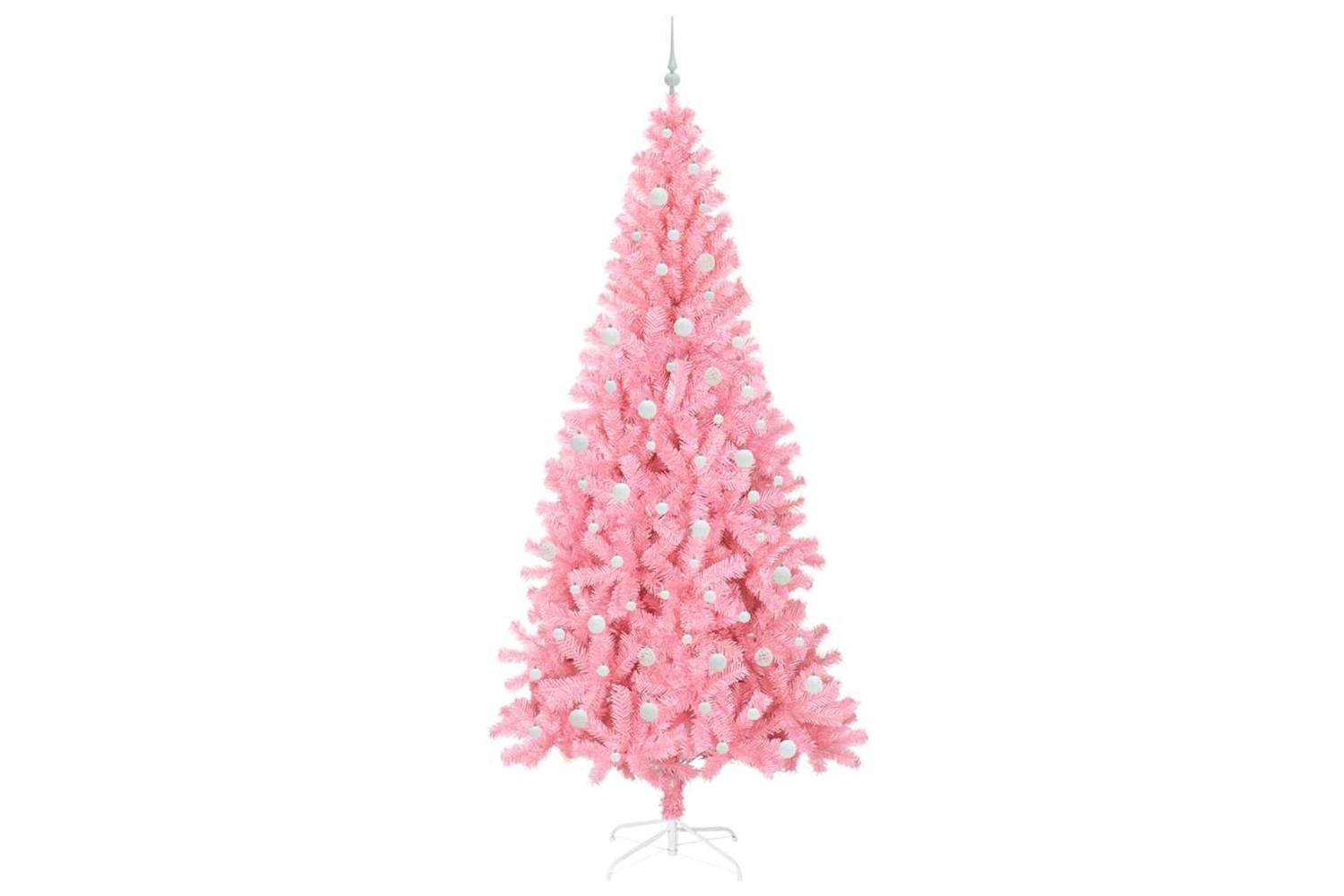 Vidaxl Christmas Tree With 300 Leds With Stand Pink 240 Cm Pvc-4
