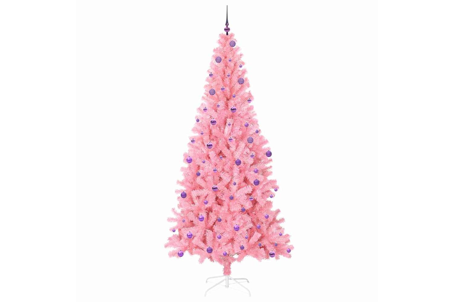 Vidaxl Christmas Tree With 300 Leds With Stand Pink 240 Cm Pvc-4