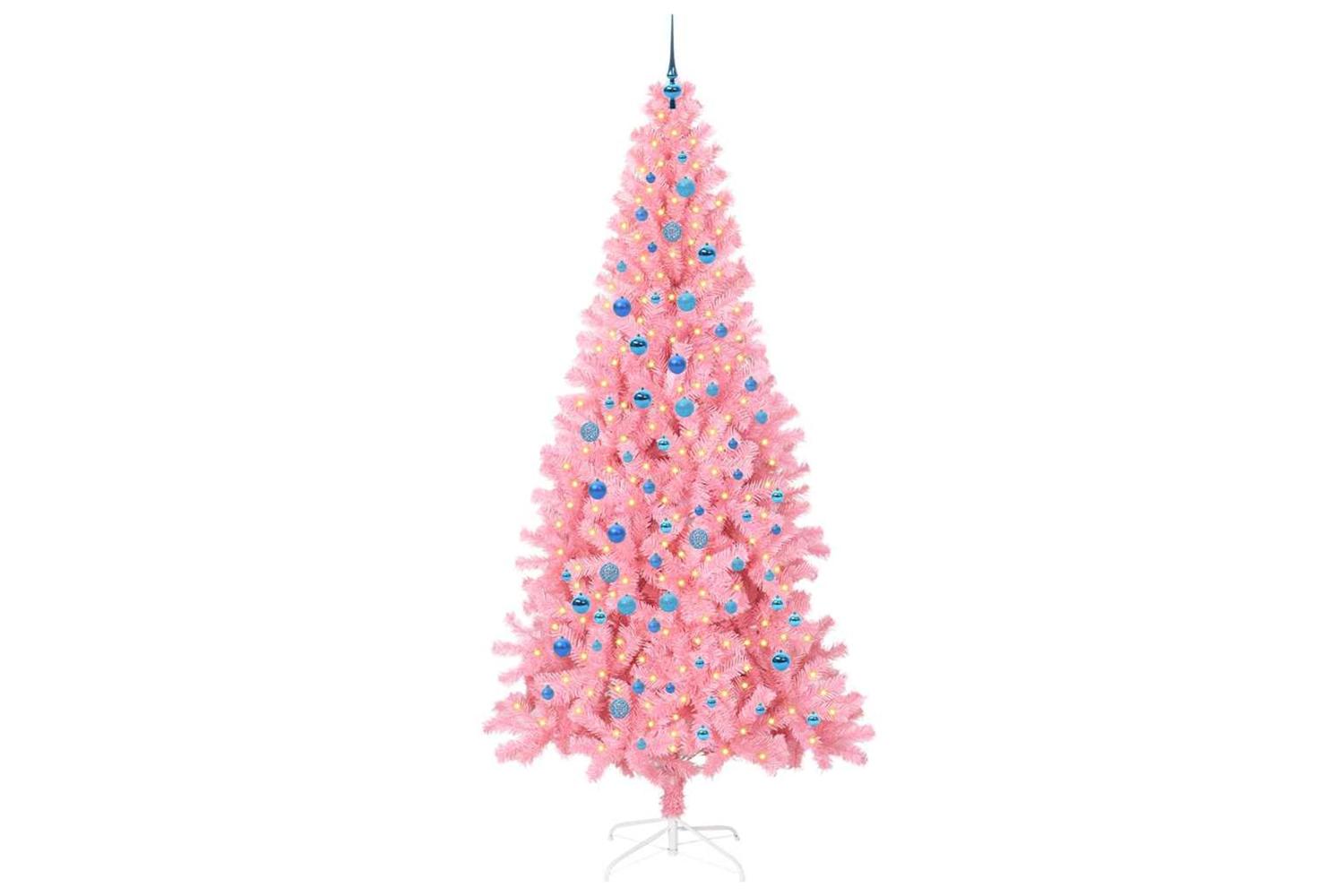 Vidaxl Christmas Tree With 300 Leds With Stand Pink 240 Cm Pvc-3