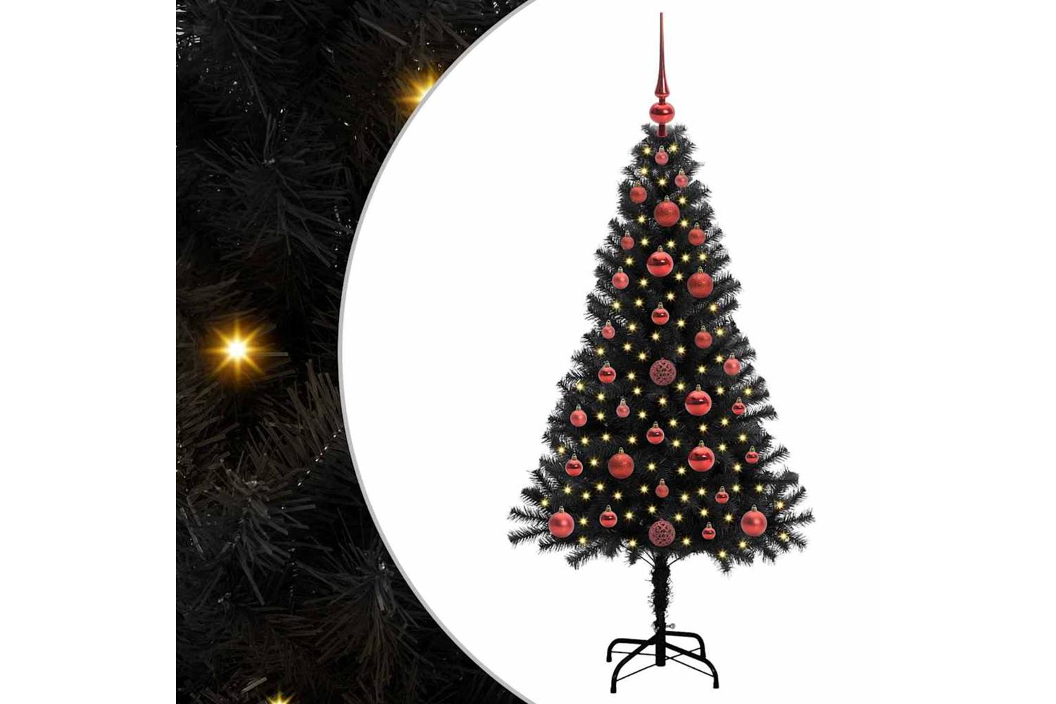 Vidaxl Christmas Tree With 150 Leds With Stand Black 120 Cm Pvc-2