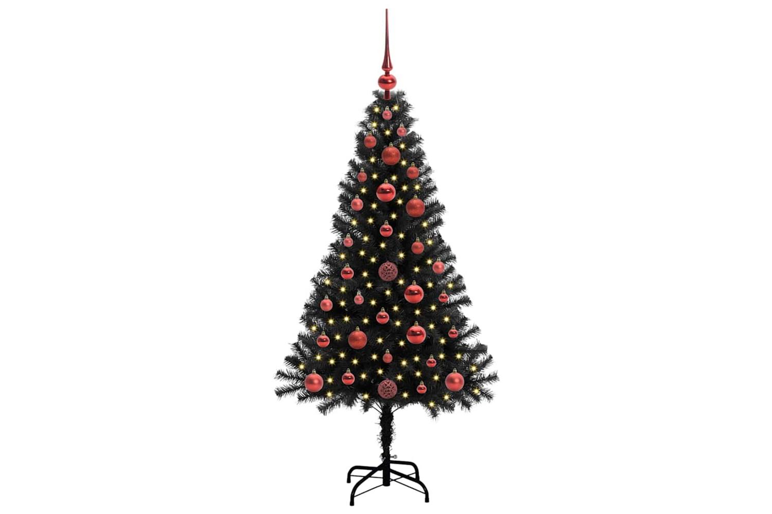 Vidaxl Christmas Tree With 150 Leds With Stand Black 120 Cm Pvc-3