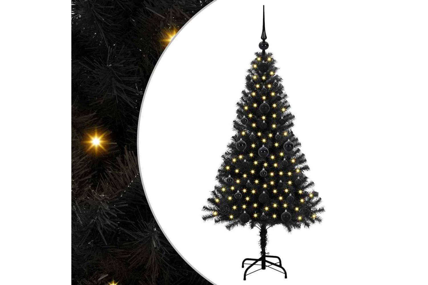 Vidaxl Christmas Tree With 150 Leds With Stand Black 120 Cm Pvc-2