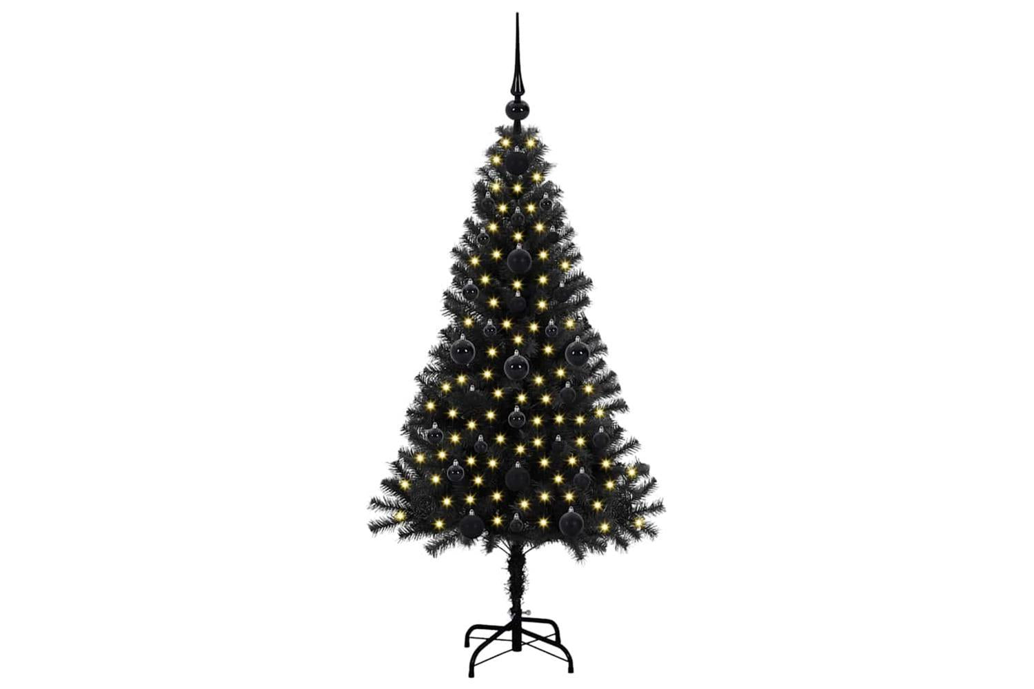 Vidaxl Christmas Tree With 150 Leds With Stand Black 120 Cm Pvc-3
