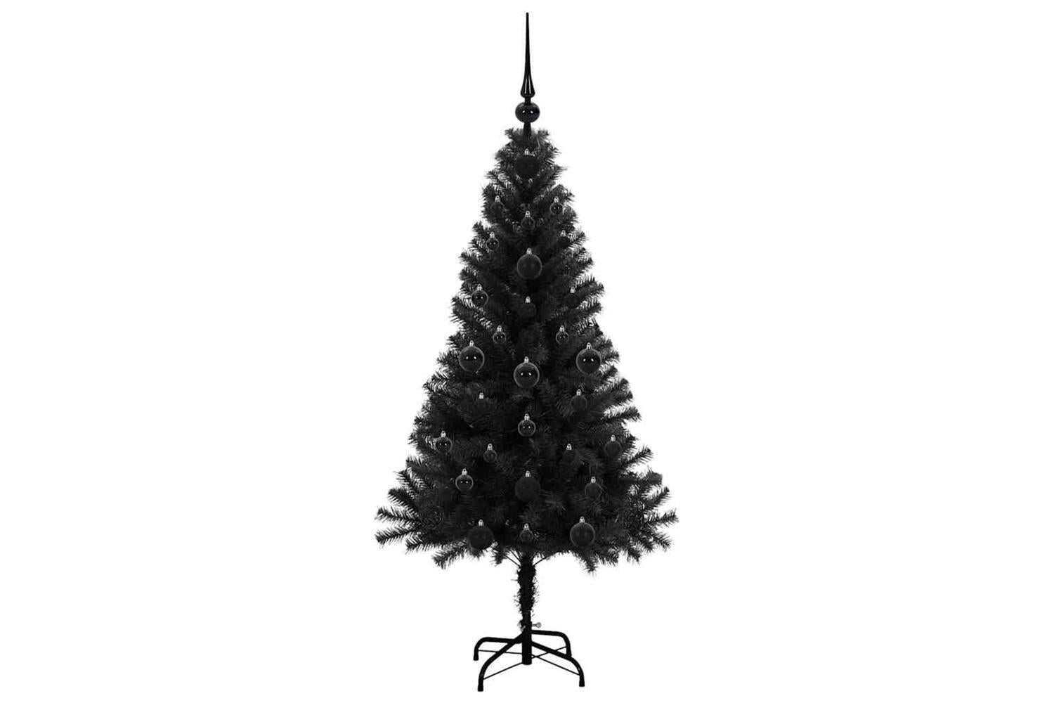 Vidaxl Christmas Tree With 150 Leds With Stand Black 120 Cm Pvc-4