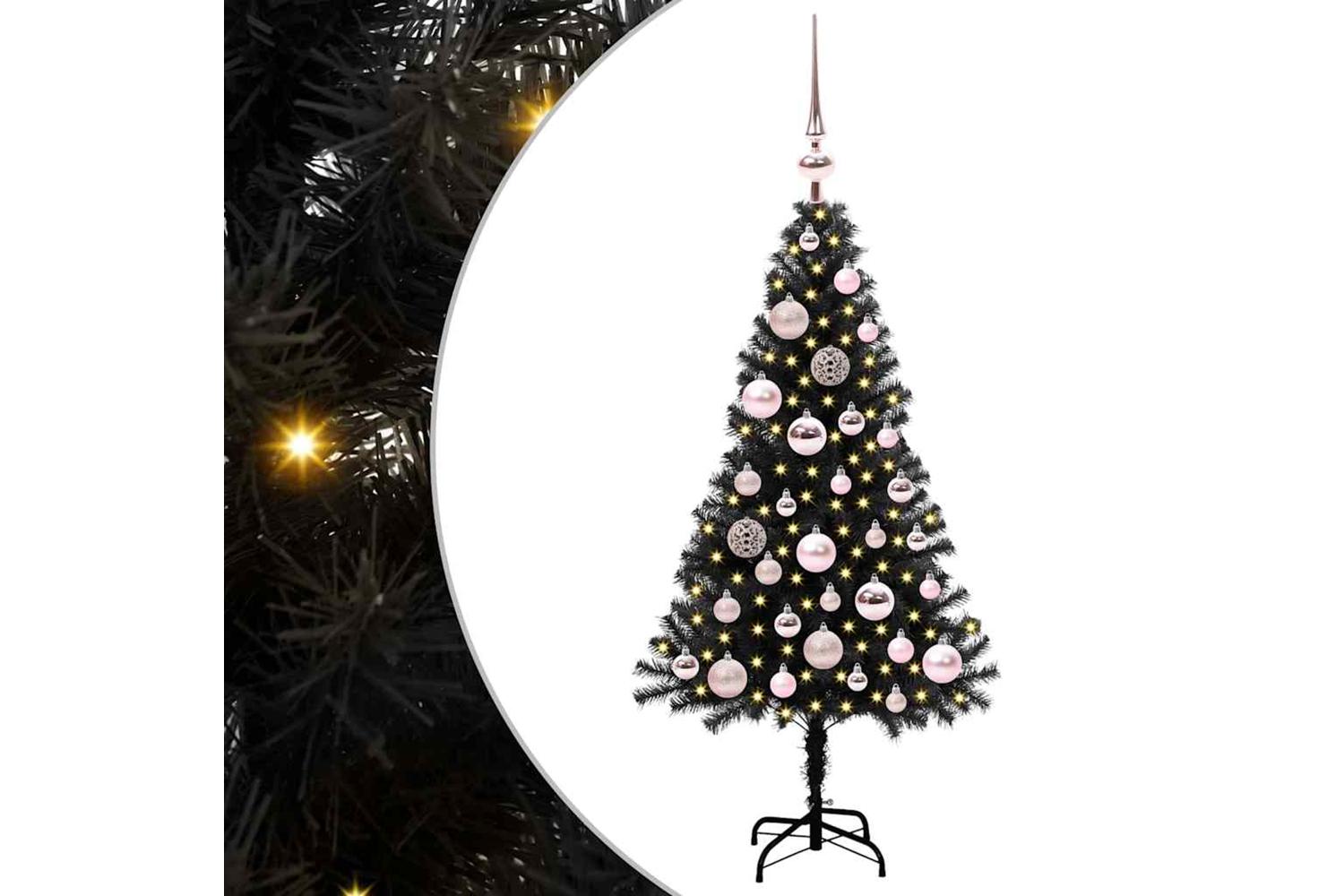 Vidaxl Christmas Tree With 150 Leds With Stand Black 120 Cm Pvc-2