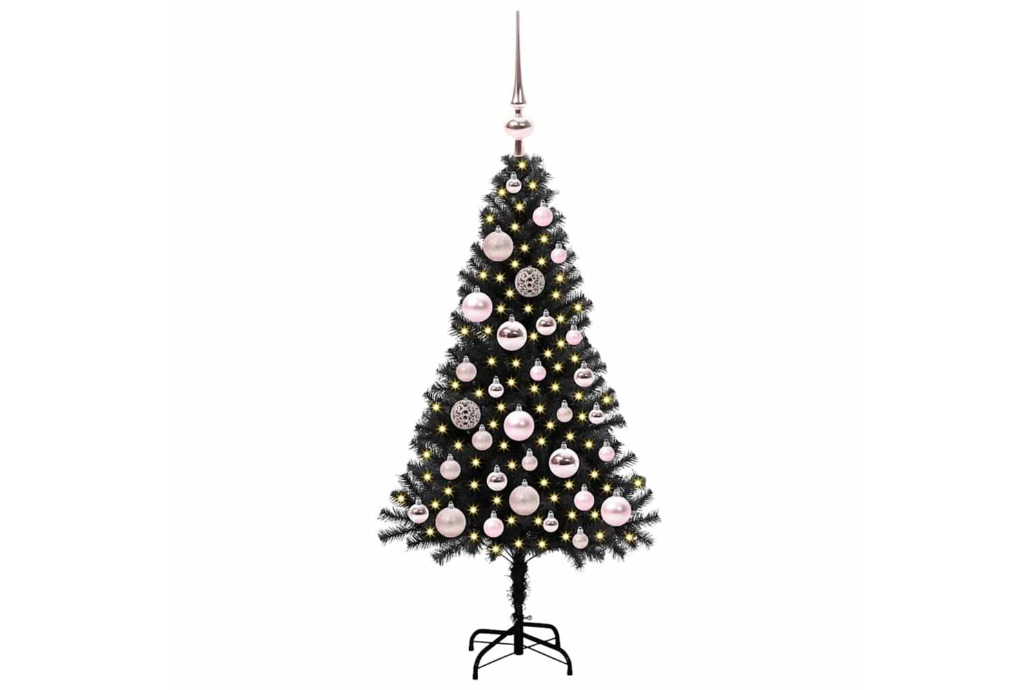 Vidaxl Christmas Tree With 150 Leds With Stand Black 120 Cm Pvc-3