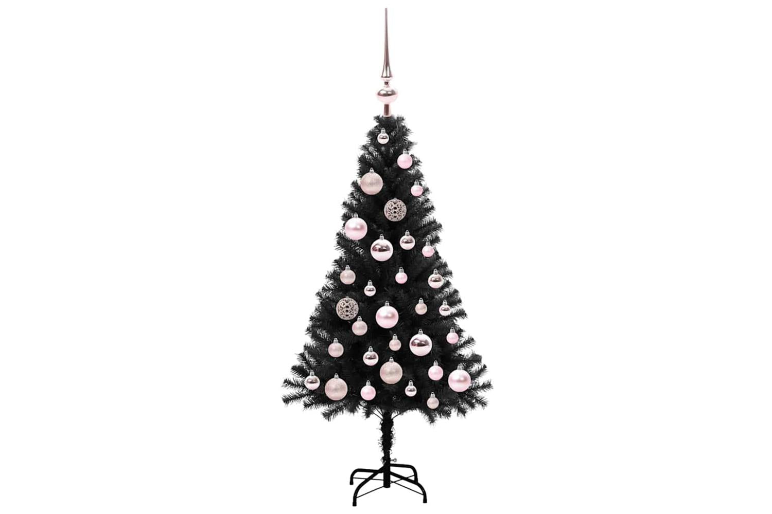 Vidaxl Christmas Tree With 150 Leds With Stand Black 120 Cm Pvc-4