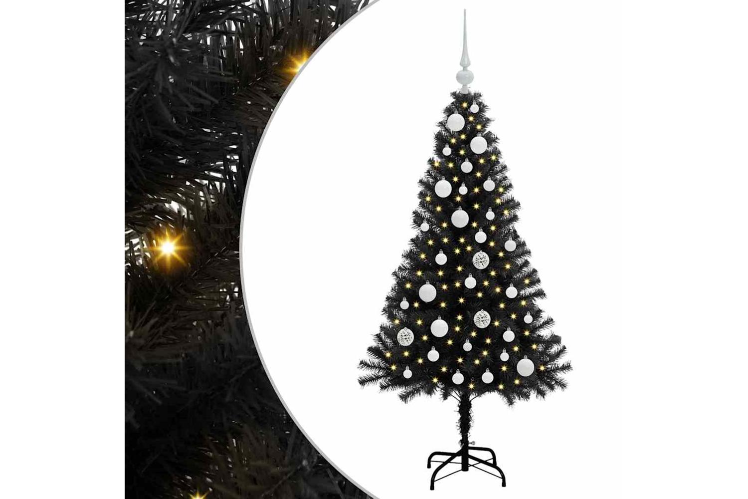Vidaxl Christmas Tree With 150 Leds With Stand Black 120 Cm Pvc-2