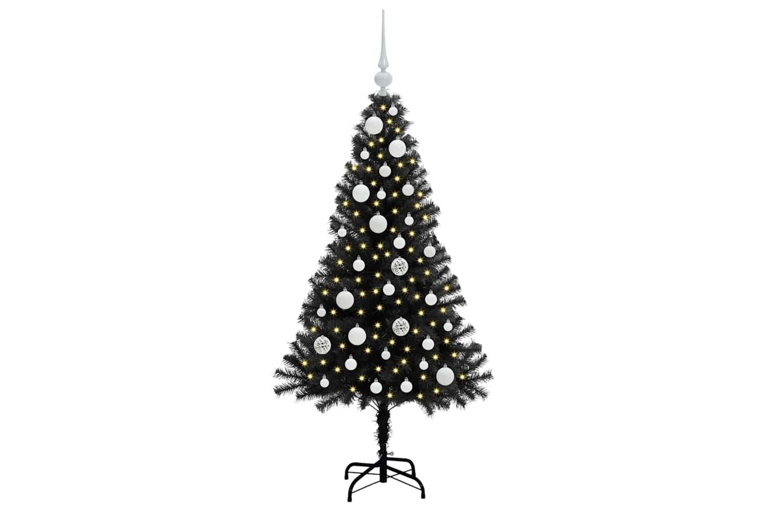 Vidaxl Christmas Tree With 150 Leds With Stand Black 120 Cm Pvc-3