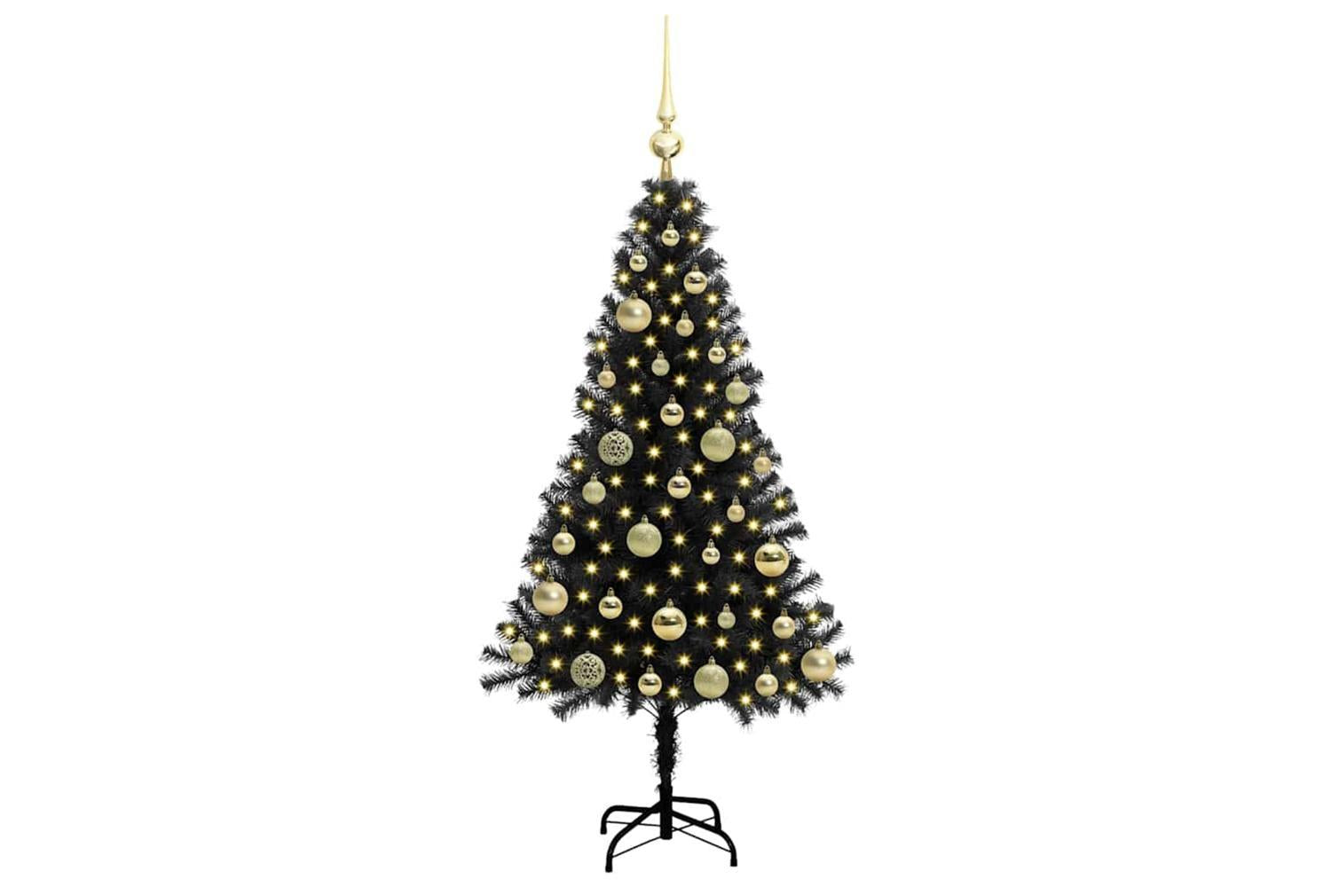 Vidaxl Christmas Tree With 150 Leds With Stand Black 120 Cm Pvc-3