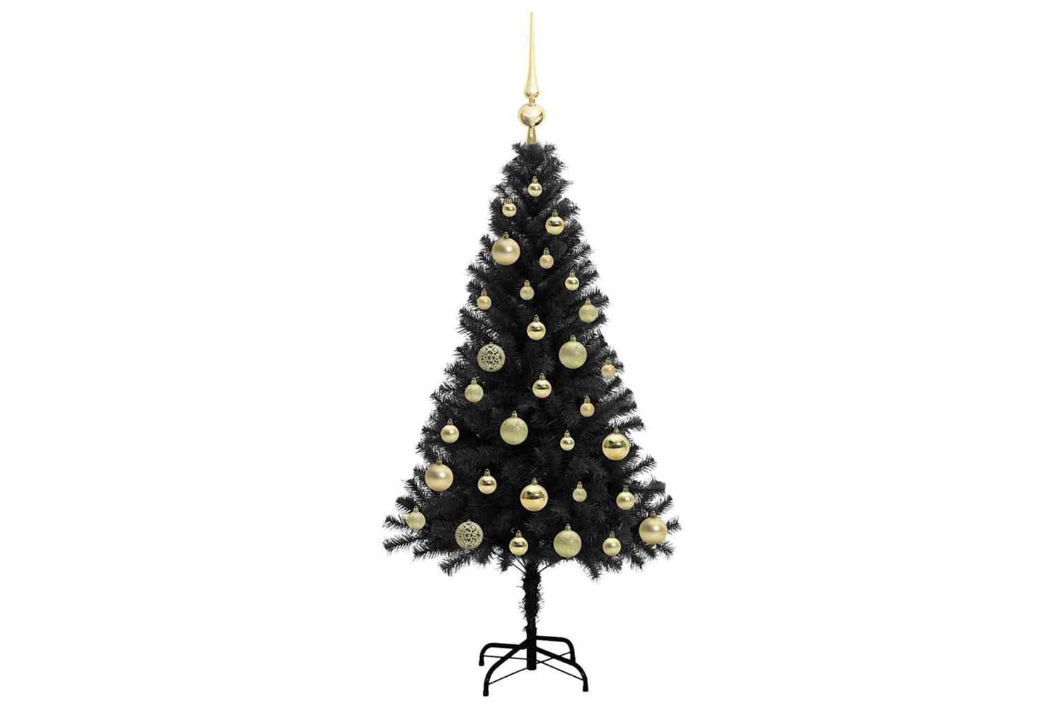 Vidaxl Christmas Tree With 150 Leds With Stand Black 120 Cm Pvc-4