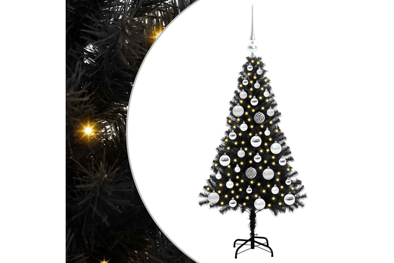 Vidaxl Christmas Tree With 150 Leds With Stand Black 120 Cm Pvc-2