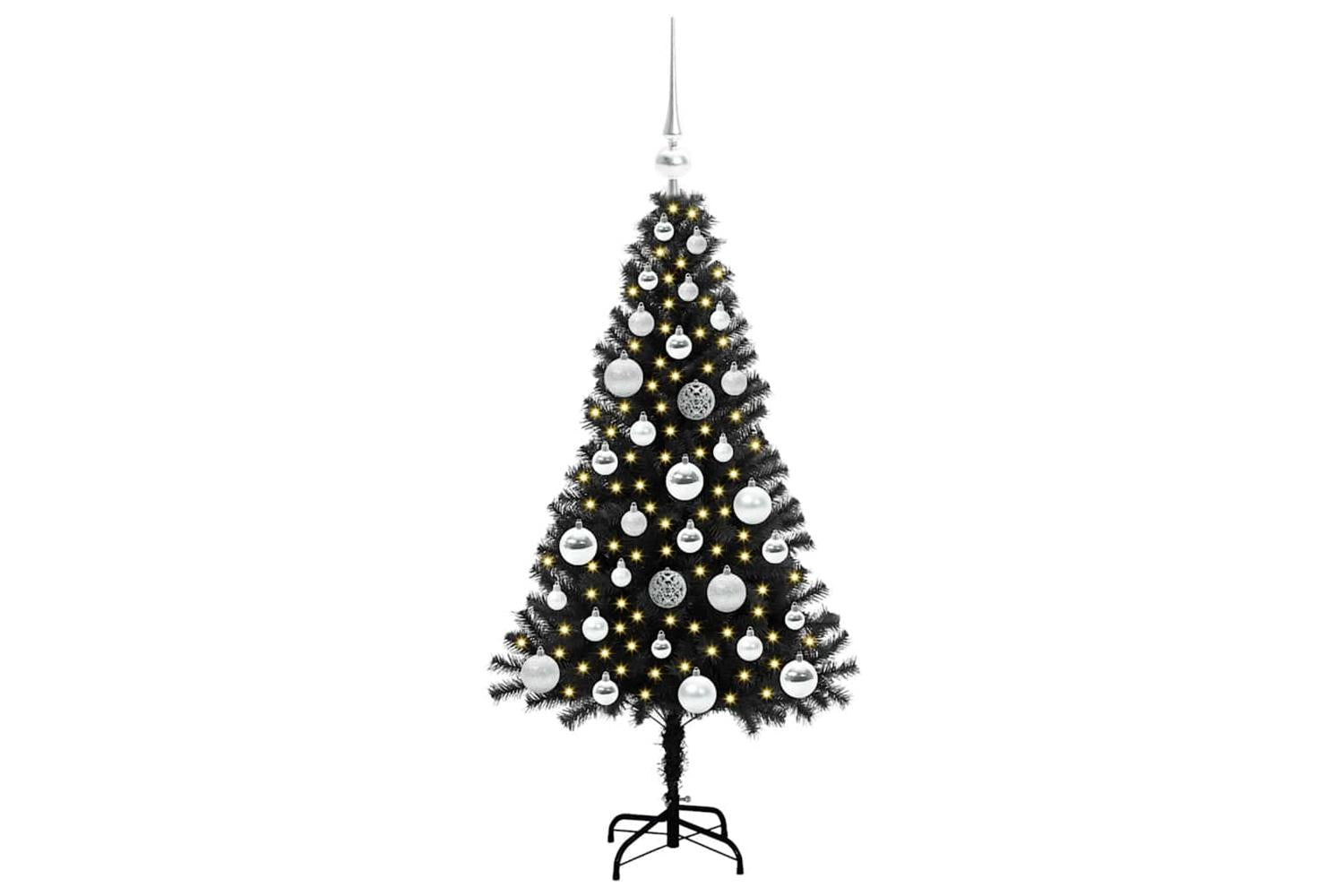 Vidaxl Christmas Tree With 150 Leds With Stand Black 120 Cm Pvc-3