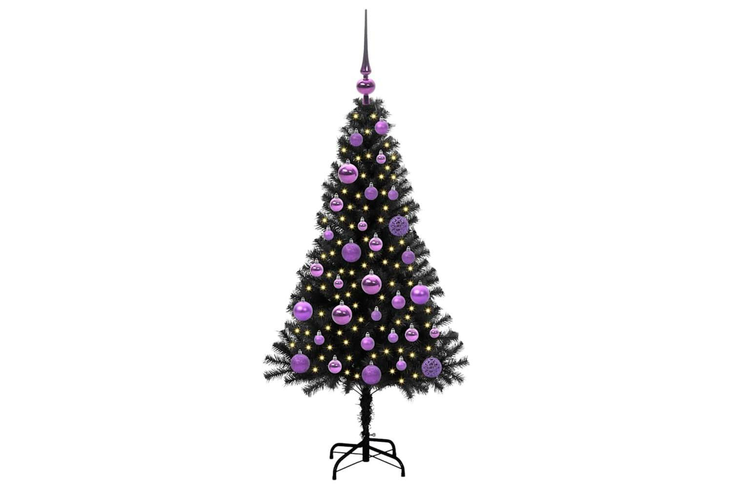 Vidaxl Christmas Tree With 150 Leds With Stand Black 120 Cm Pvc-3