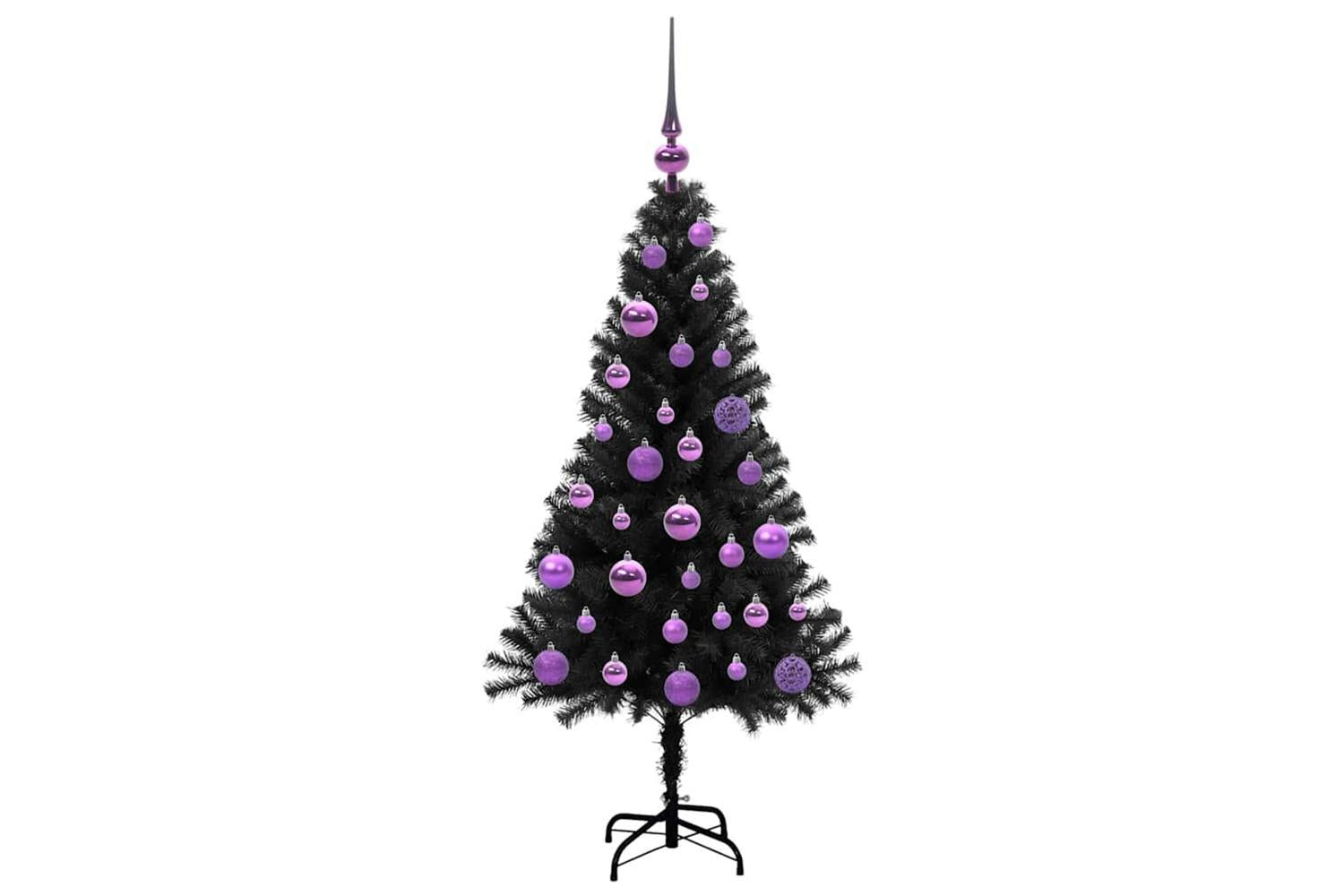 Vidaxl Christmas Tree With 150 Leds With Stand Black 120 Cm Pvc-4