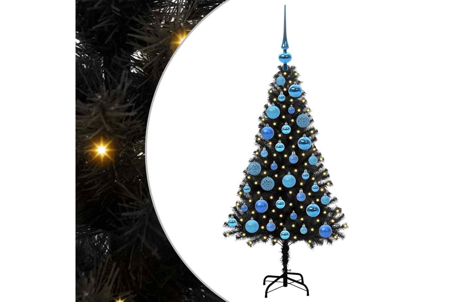Vidaxl Christmas Tree With 150 Leds With Stand Black 120 Cm Pvc-2