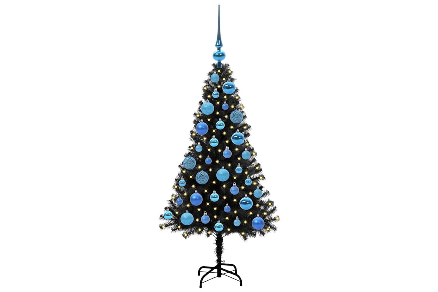 Vidaxl Christmas Tree With 150 Leds With Stand Black 120 Cm Pvc-3