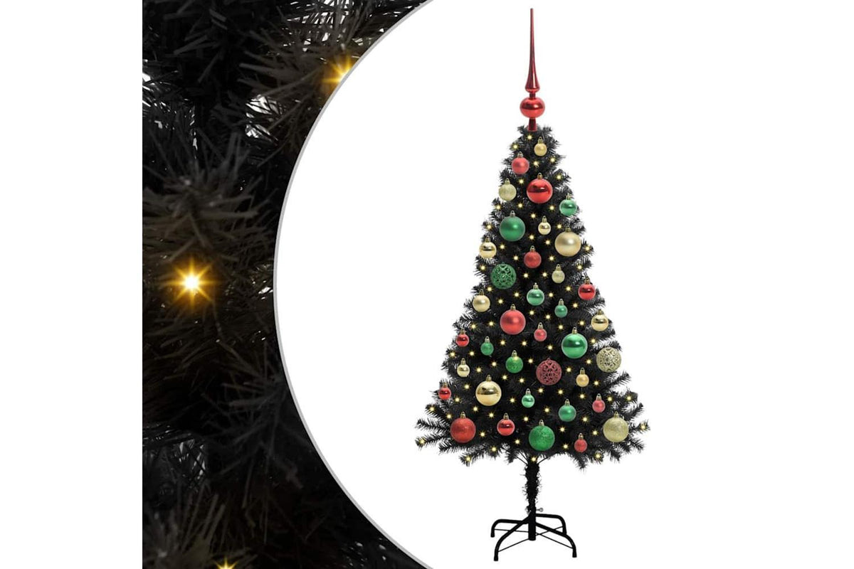 Vidaxl Christmas Tree With 150 Leds With Stand Black 120 Cm Pvc-2