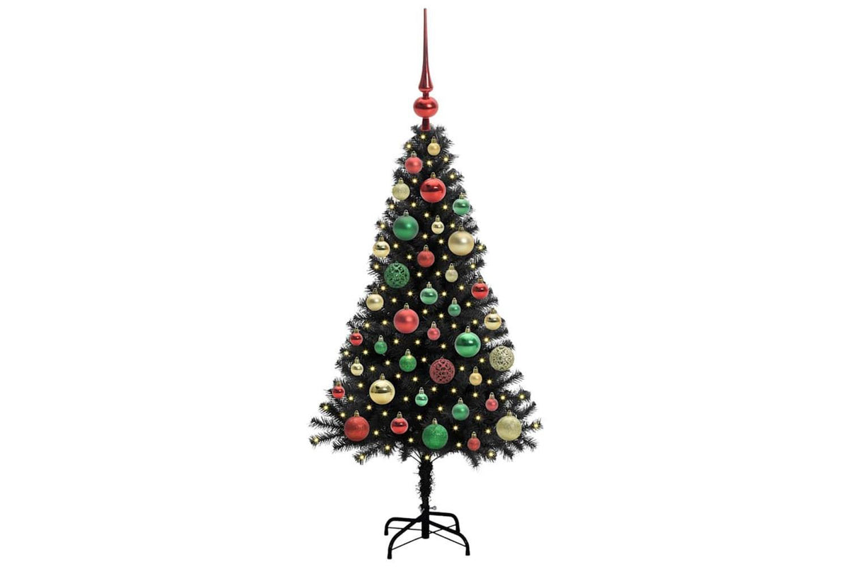 Vidaxl Christmas Tree With 150 Leds With Stand Black 120 Cm Pvc-3
