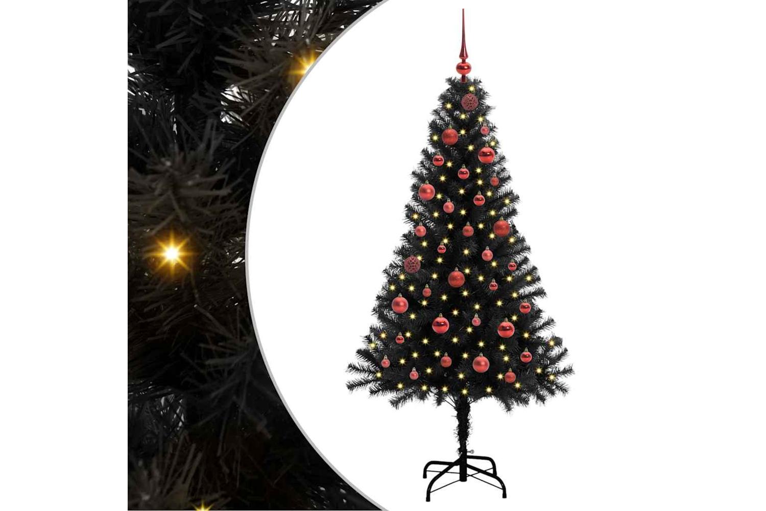Vidaxl Christmas Tree With 150 Leds With Stand Black 150 Cm Pvc-2