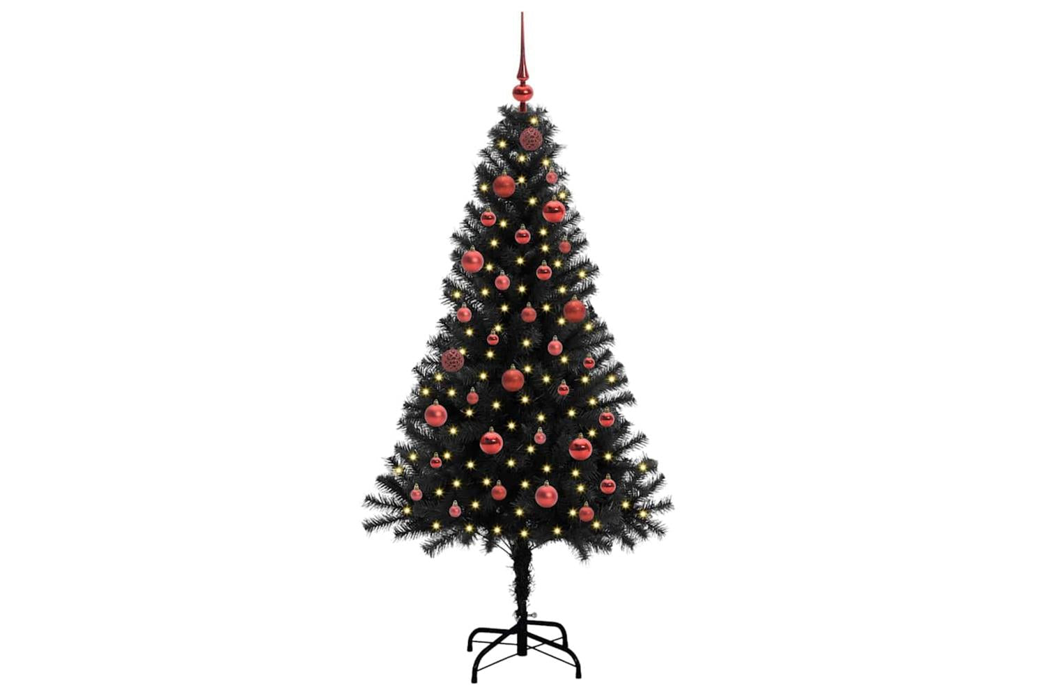 Vidaxl Christmas Tree With 150 Leds With Stand Black 150 Cm Pvc-3