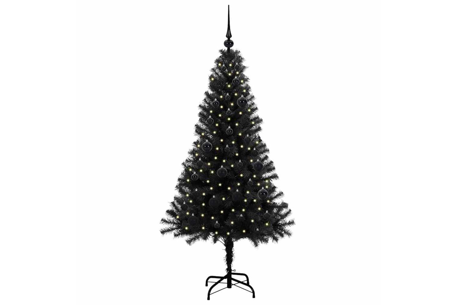 Vidaxl Christmas Tree With 150 Leds With Stand Black 150 Cm Pvc-3