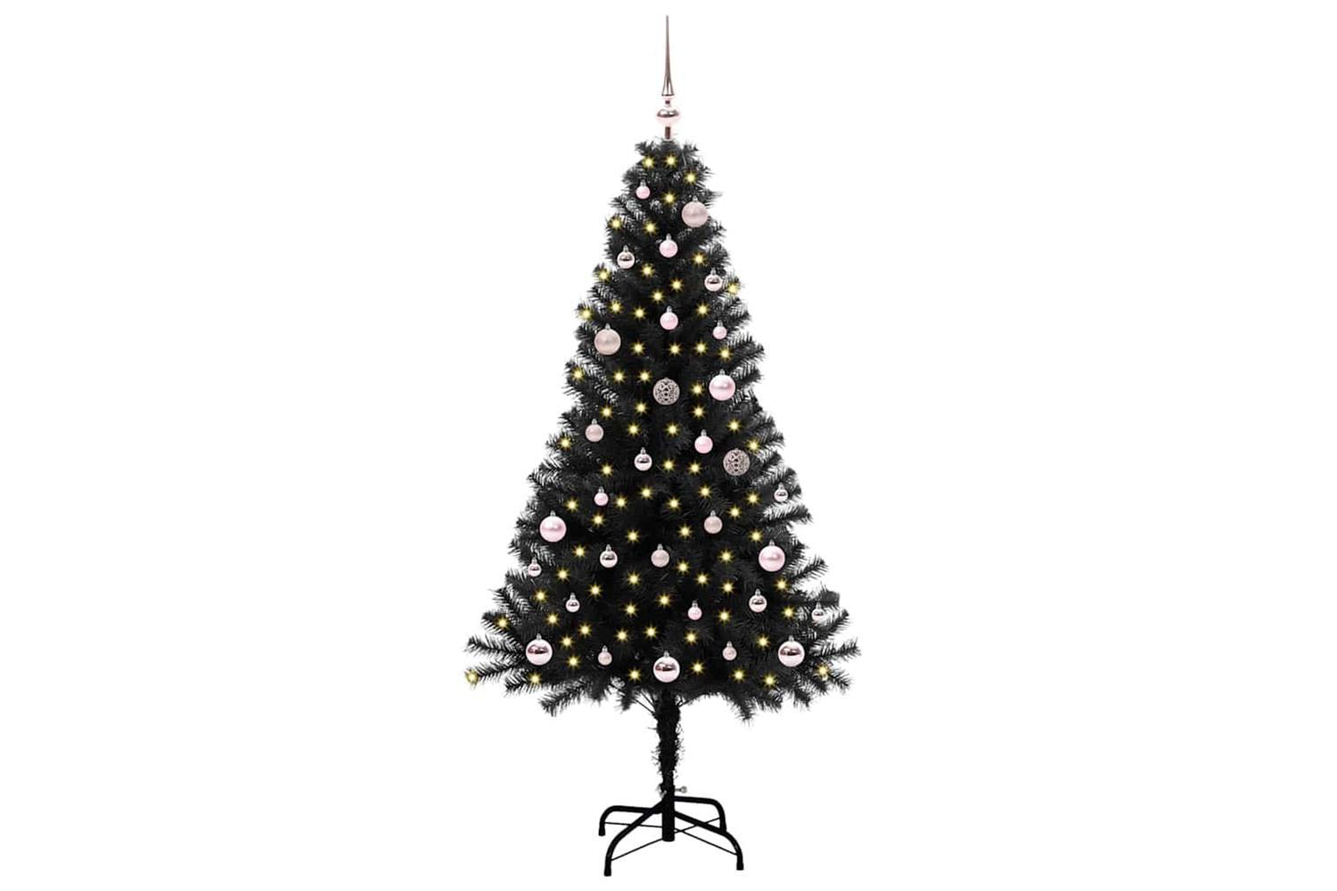 Vidaxl Christmas Tree With 150 Leds With Stand Black 150 Cm Pvc-2
