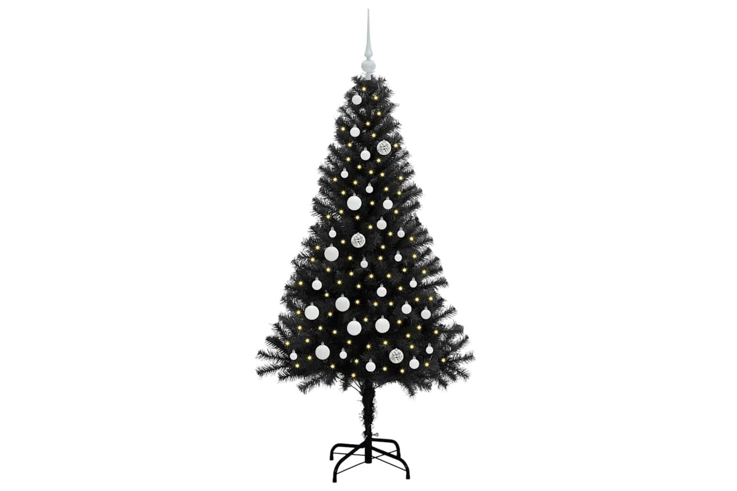 Vidaxl Christmas Tree With 150 Leds With Stand Black 150 Cm Pvc-3