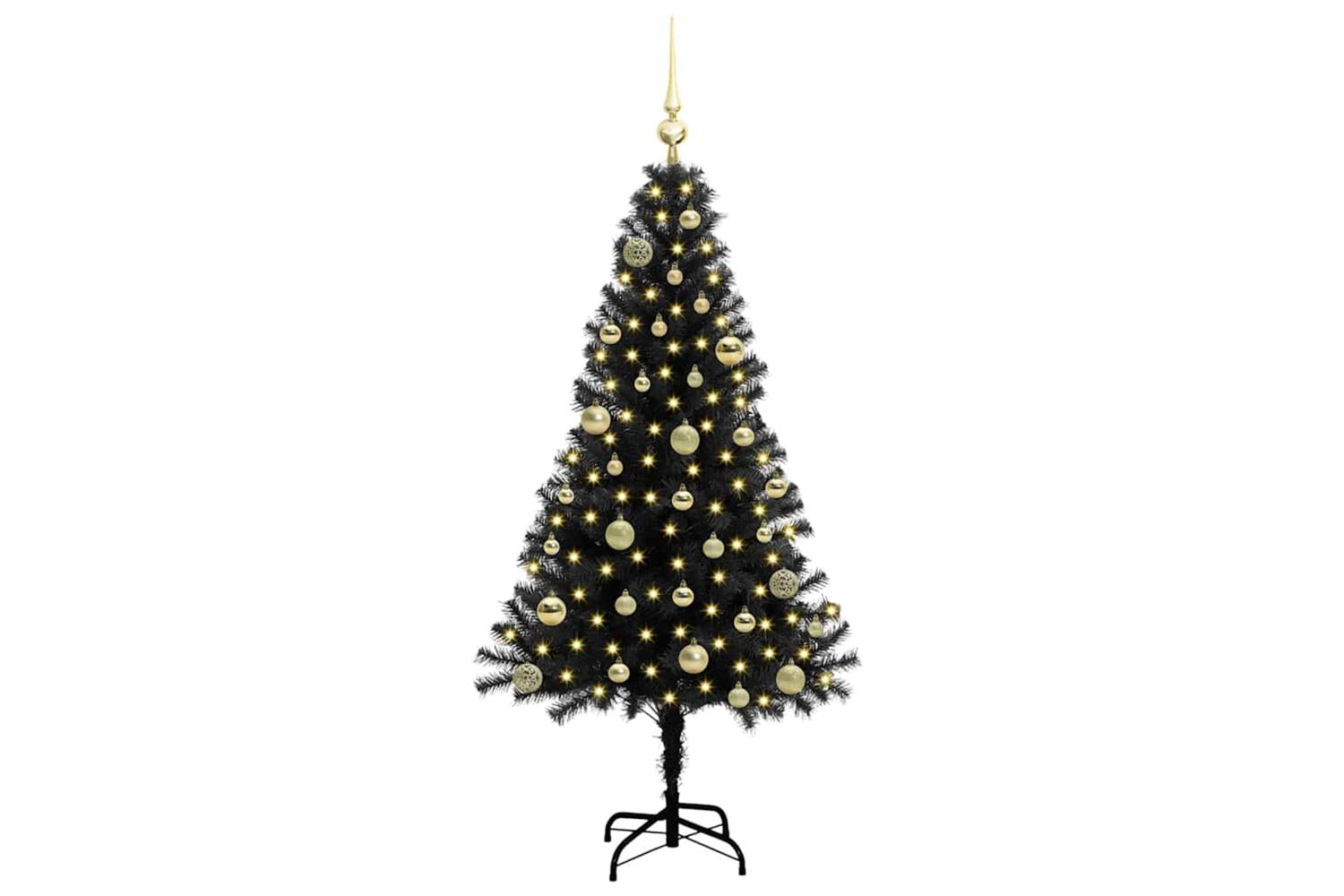 Vidaxl Christmas Tree With 150 Leds With Stand Black 150 Cm Pvc-3