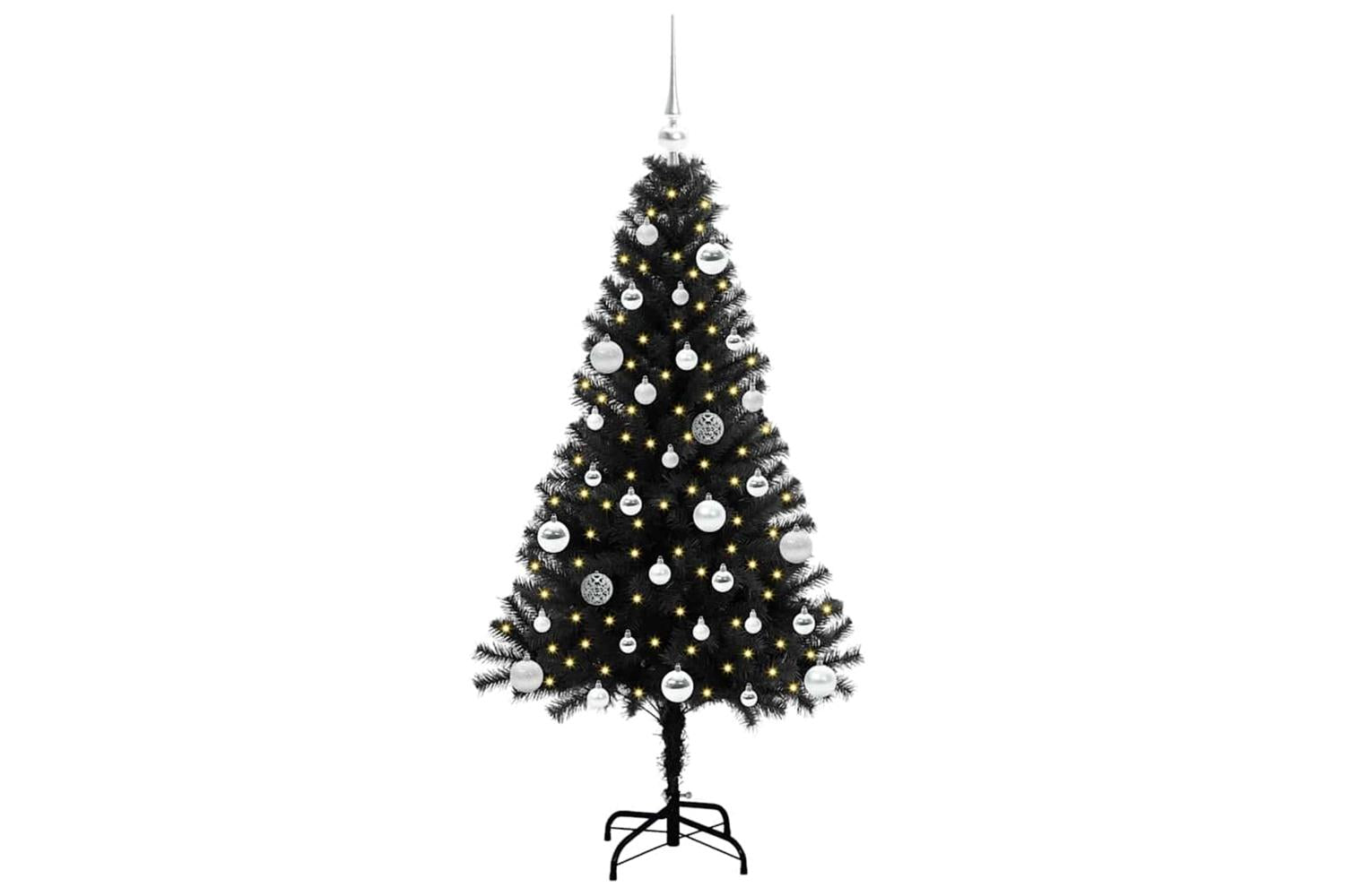 Vidaxl Christmas Tree With 150 Leds With Stand Black 150 Cm Pvc-3