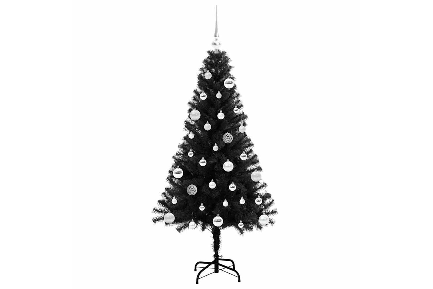 Vidaxl Christmas Tree With 150 Leds With Stand Black 150 Cm Pvc-4