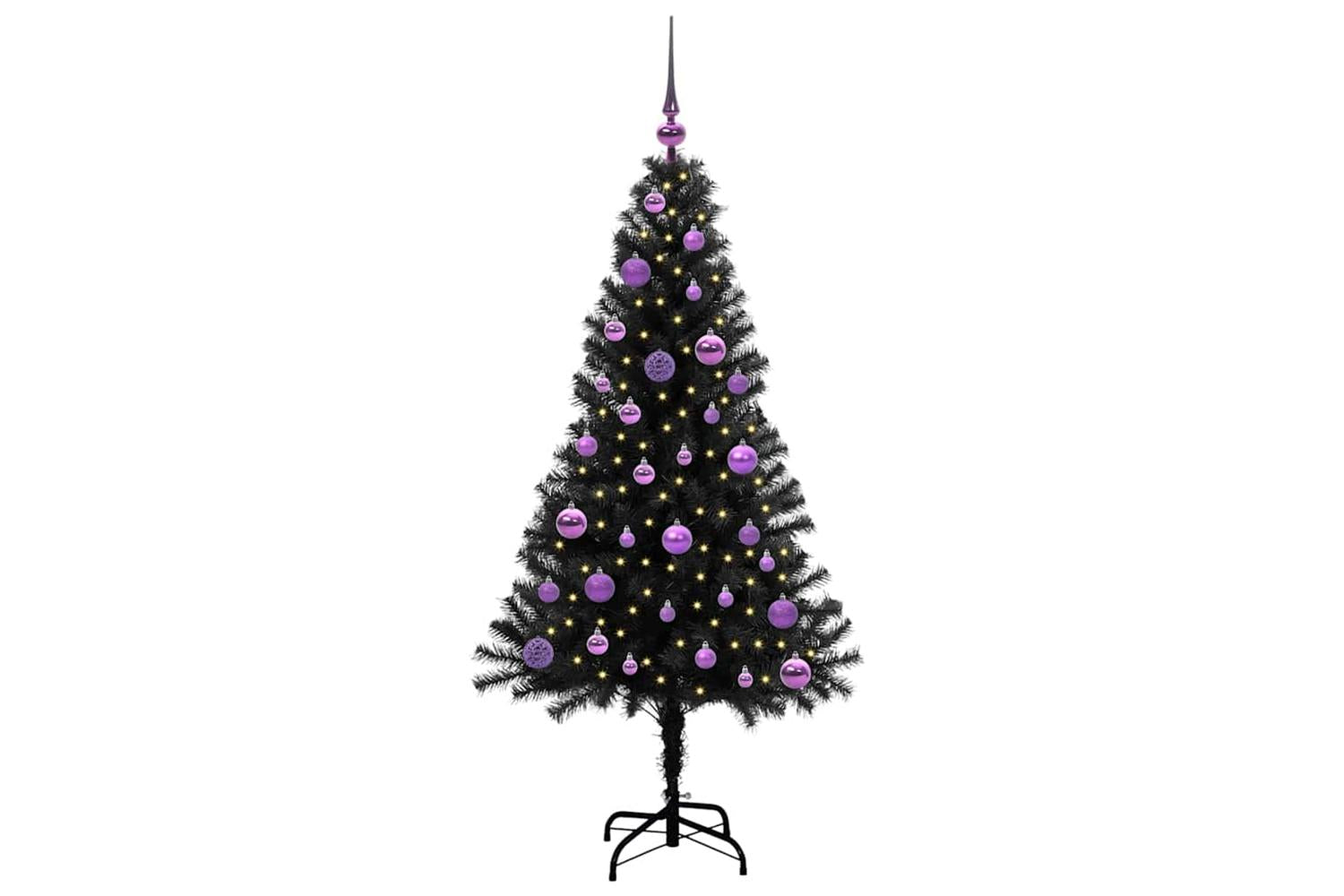 Vidaxl Christmas Tree With 150 Leds With Stand Black 150 Cm Pvc-3