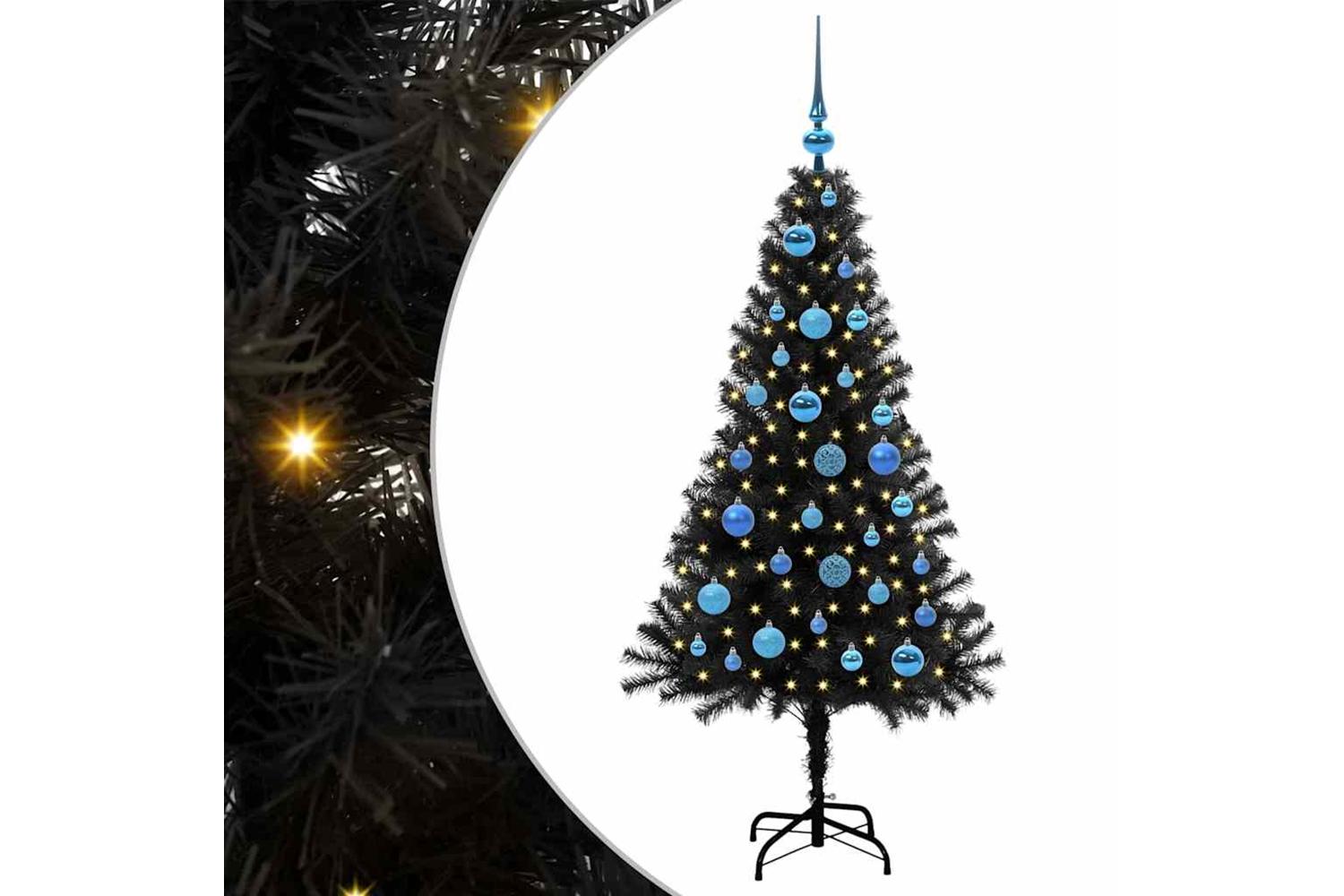 Vidaxl Christmas Tree With 150 Leds With Stand Black 150 Cm Pvc-2