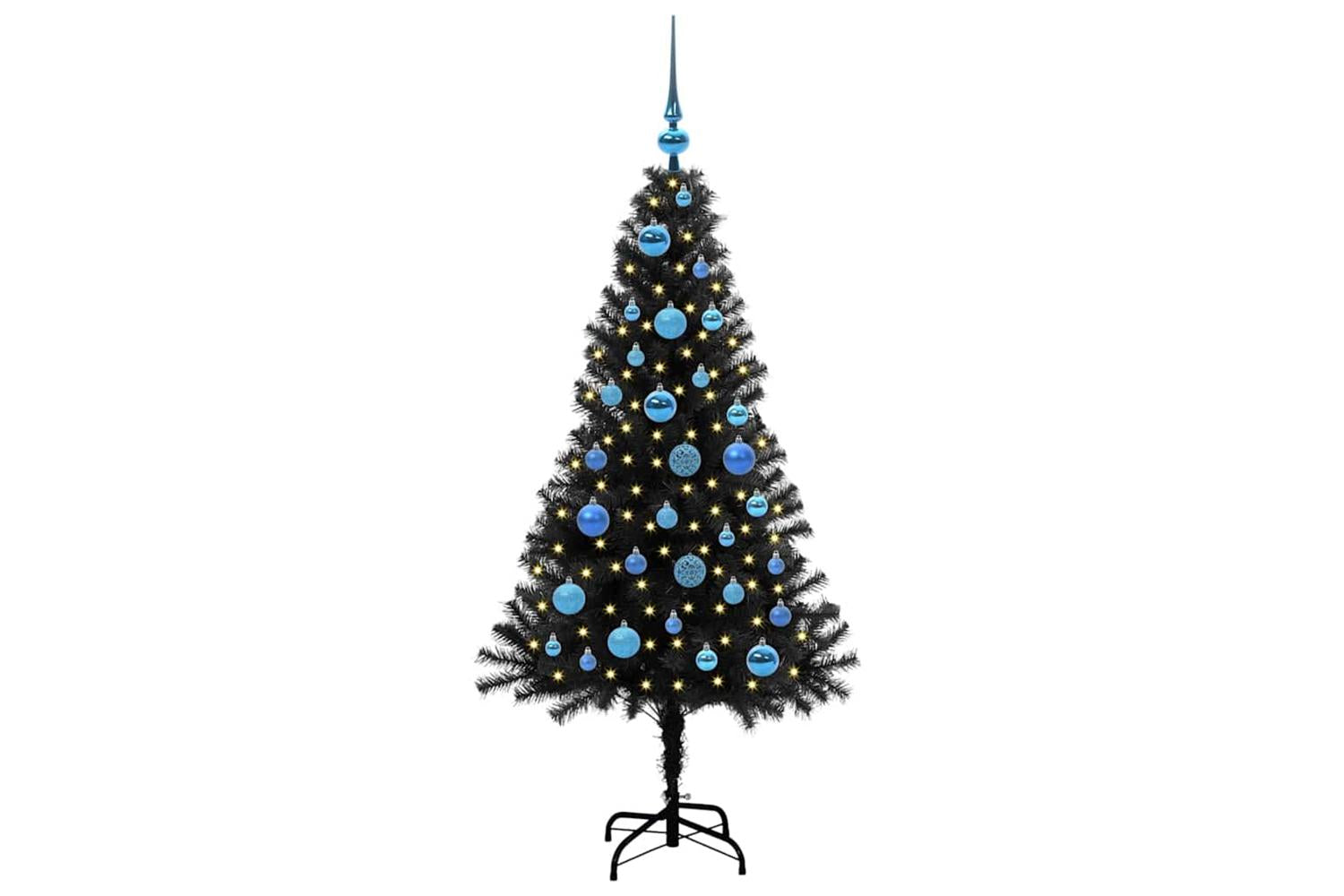 Vidaxl Christmas Tree With 150 Leds With Stand Black 150 Cm Pvc-3